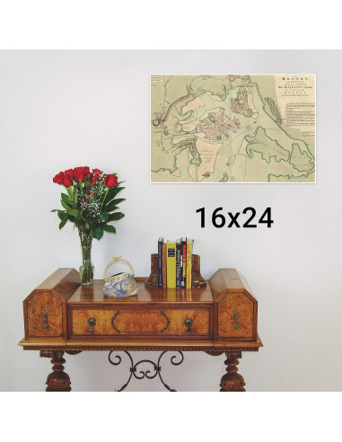 Mapa de la Guerra Revolucionaria Boston 1775 - Impresión 40.64x60.96 cm
