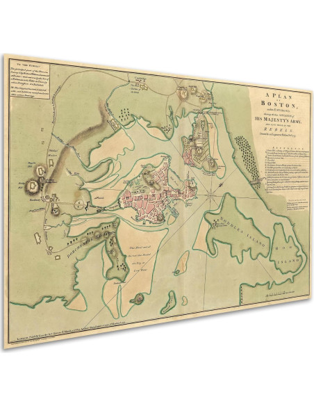 Mapa de la Guerra Revolucionaria Boston 1775 - Impresión 40.64x60.96 cm Mapa de la Guerra Revolucionaria Boston 1775 - Impresión 40.64x60.96 cm
