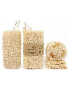 Esponja de Lufa Natural Herbvian - Exfoliante Corporal 4 Piezas