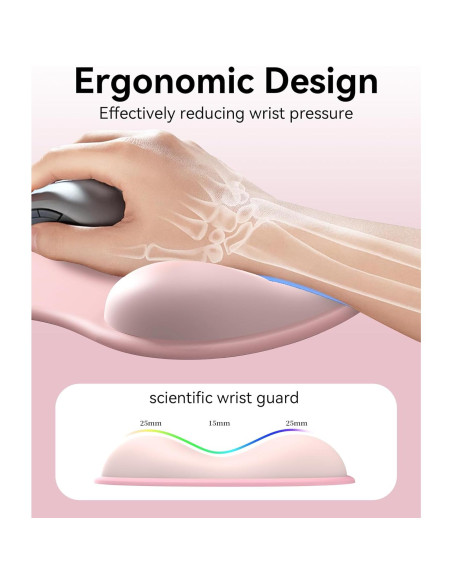 Almohadilla para Mouse Ergonómica eulps con Reposamuñecas Gel Rosa Almohadilla para Mouse Ergonómica eulps con Reposamuñecas Gel Rosa