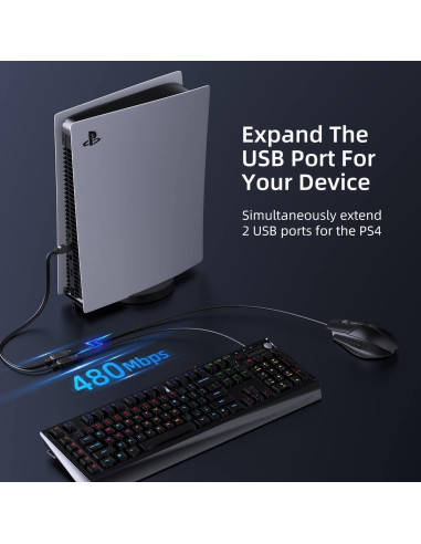 Adaptador USB 2.0 ANDTOBO Macho a 2 Hembras 30cm