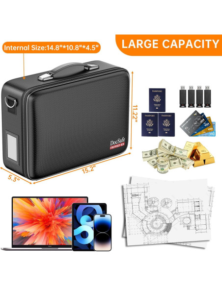 Caja de Documentos a Prueba de Fuego DocSafe 38.6x28.5cm Negra