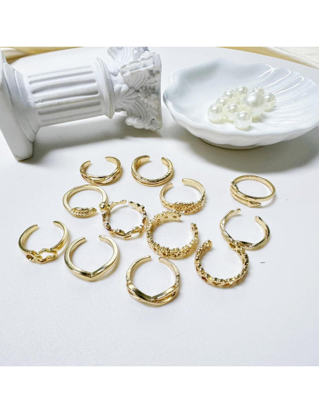 Juego de 12 Anillos para Dedos de los Pies Oro 14K Ajustables Juego de 12 Anillos para Dedos de los Pies Oro 14K Ajustables