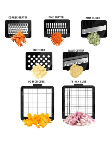 Cortador de Verduras 10 en 1 CrazyQueen con 7 Cuchillas y Contenedor 2L