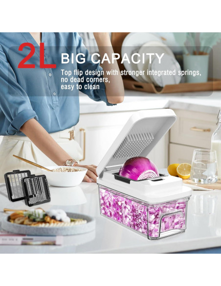 Cortador de Verduras 10 en 1 CrazyQueen con 7 Cuchillas y Contenedor 2L