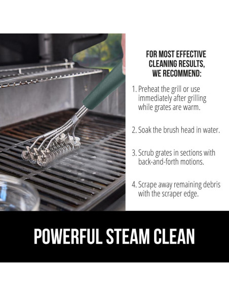 Cepillo de Parrilla Gorilla Grip 44.5 cm Verde Sin Cerda