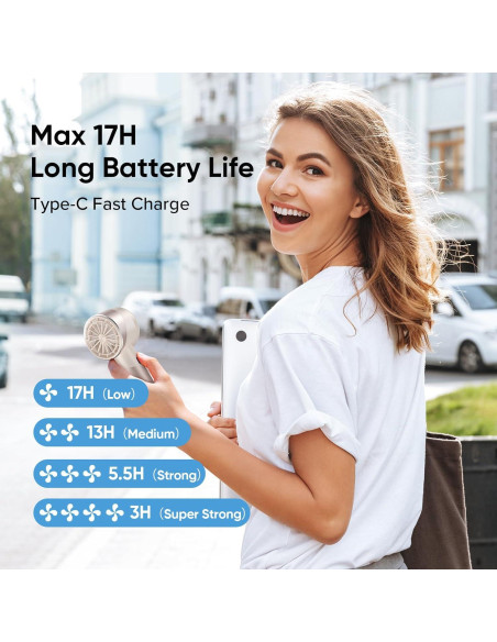 Ventilador de Mano AMACOOL G3 Turbo Recargable 17Hrs 4 Velocidades Ventilador de Mano AMACOOL G3 Turbo Recargable 17Hrs 4 Velocidades