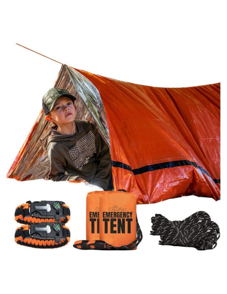 Tienda de Supervivencia CloudTen Naranja 2 Personas con Paracord
