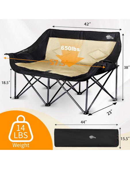 Silla de Camping Doble Bolosy BS-LYY-01-K Resistente 295 kg