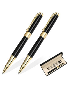 Set de Bolígrafos de Lujo YIVONKA - 2 Negros 0.5mm con Recargas