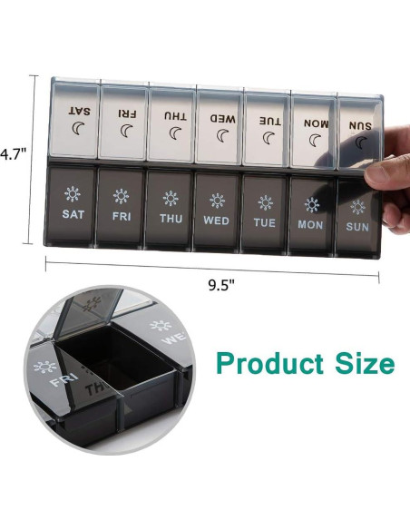 Organizador de Pastillas Diario XL Newayflash 7 Días AM PM Organizador de Pastillas Diario XL Newayflash 7 Días AM PM