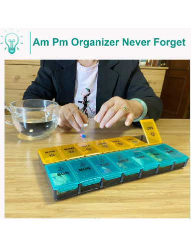 Organizador de Pastillas Diario XL Newayflash 7 Días AM PM