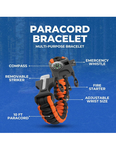 Tienda de Supervivencia CloudTen Naranja 2 Personas con Paracord