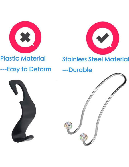 Ganchos de Cabecera SAVORI para Auto - 2 Piezas Brillantes Ganchos de Cabecera SAVORI para Auto - 2 Piezas Brillantes