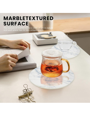 Set de 3 Trivetes de Cerámica WDZZHOT 20 cm Mármol Azul