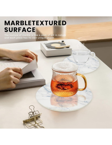 Set de 3 Trivetes de Cerámica WDZZHOT 20 cm Mármol Azul