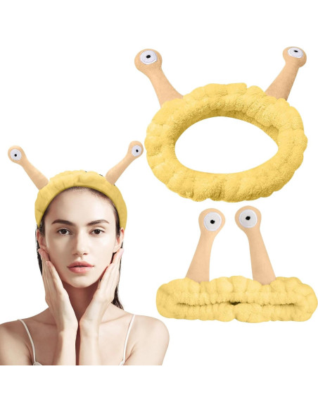 Diadema Elástica Jowmoy Caracol Amarillo para Maquillaje