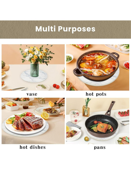 Set de 3 Trivetes de Cerámica WDZZHOT 20 cm Mármol Azul