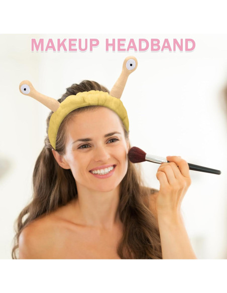 Diadema Elástica Jowmoy Caracol Amarillo para Maquillaje