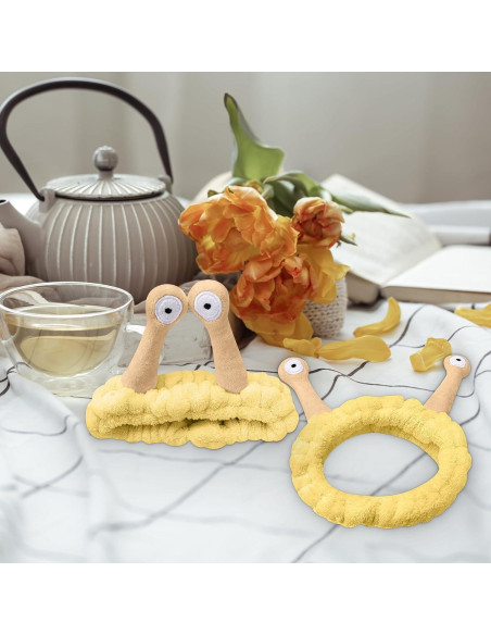 Diadema Elástica Jowmoy Caracol Amarillo para Maquillaje