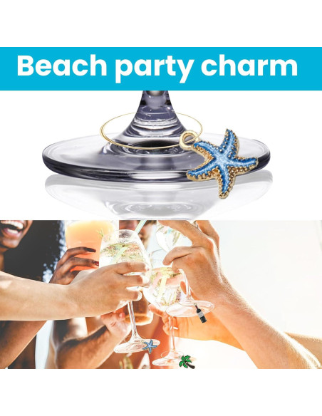 Marcadores de Copas de Vino Temáticos de Playa ESUOHYM - 30 Piezas