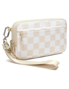 Cartera de muñeca FODOKO para mujer, nailon acolchado, 4 cremalleras