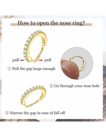 Anillos de Nariz BESTEEL Oro Relleno 14K 20G 10Pcs Hipoalergénicos