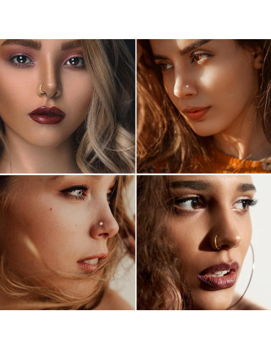 Anillos de Nariz BESTEEL Oro Relleno 14K 20G 10Pcs Hipoalergénicos