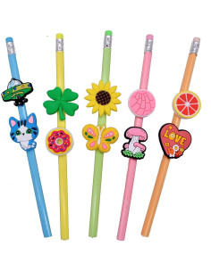 Toppers de Lápiz YEALQUE 30PCS PVC Multicolor para Estudiantes 2