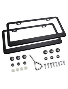 Marco de Placa de Licencia Aluminio Mate Ohuhu 2 Pcs 20x30 cm