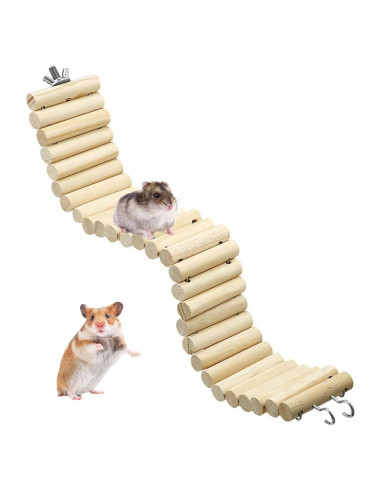 Puente Bendy de Madera Natural para Hámster 40x6 cm