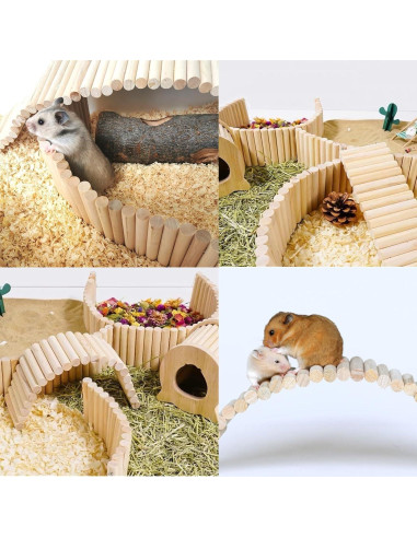 Puente Bendy de Madera Natural para Hámster 40x6 cm