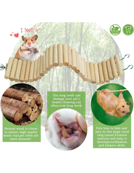 Puente Bendy de Madera Natural para Hámster 40x6 cm Puente Bendy de Madera Natural para Hámster 40x6 cm