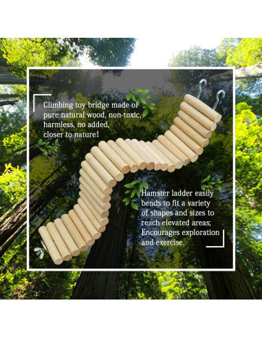Puente Bendy de Madera Natural para Hámster 40x6 cm