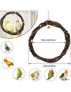 Columpio para Aves Jevnd Madera de Manzana Natural 20.32 cm 2