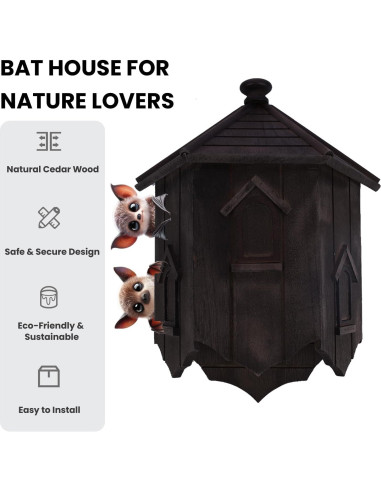 Casa para Murciélagos Ecológica Yiduomile - Refugio de Cedro 36cm