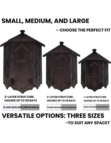 Casa para Murciélagos Ecológica Yiduomile - Refugio de Cedro 36cm