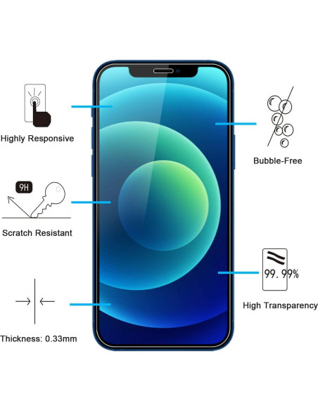 Protector de Pantalla Vidrio Templado NEW'C para iPhone 12/12 Pro 6.1" Protector de Pantalla Vidrio Templado NEW'C para iPhone 12/12 Pro 6.1"