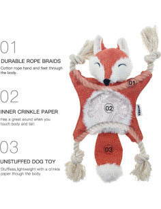 Juguete para Perro Zorro Vitscan con Squeaker y Cuerda 27cm 2