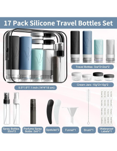 Conjunto de 17 Botellas de Viaje INSFIT Aprobadas por TSA 2