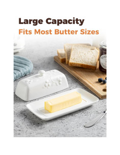 Plato para Mantequilla YHOJOY Cerámica Cereza 21x11cm con Tapa 2