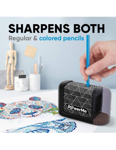 Sacapuntas Eléctrico PowerMe a Batería Negro para Lápices 2