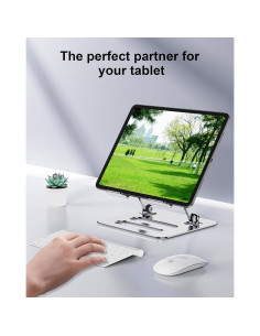 Soporte para Tablet iAXBi Ajustable Plegable Aluminio Plateado 2