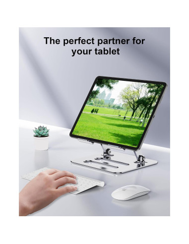 Soporte para Tablet iAXBi Ajustable Plegable Aluminio Plateado