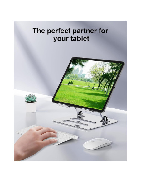 Soporte para Tablet iAXBi Ajustable Plegable Aluminio Plateado
