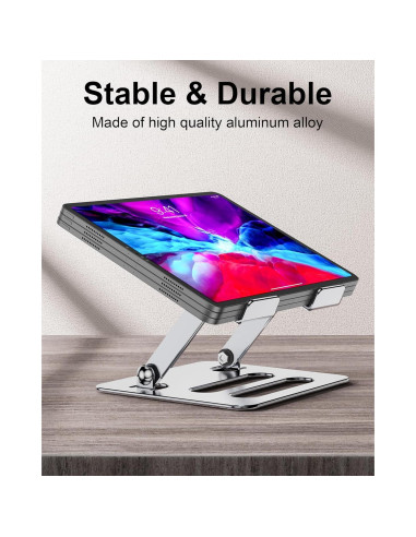 Soporte para Tablet iAXBi Ajustable Plegable Aluminio Plateado