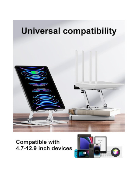 Soporte para Tablet iAXBi Ajustable Plegable Aluminio Plateado