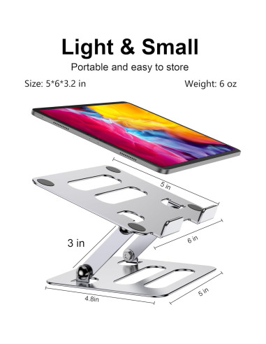 Soporte para Tablet iAXBi Ajustable Plegable Aluminio Plateado