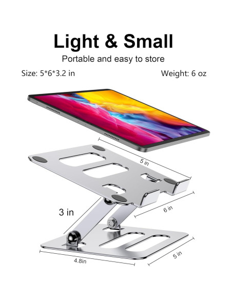 Soporte para Tablet iAXBi Ajustable Plegable Aluminio Plateado