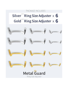 Paquete de 12 Guardas de Anillo de Metal Oro y Plata - Ajustador Invisible 2